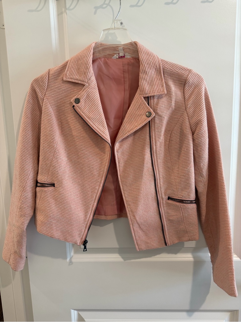 Candie's Blush Pink Textured Moto Blazer